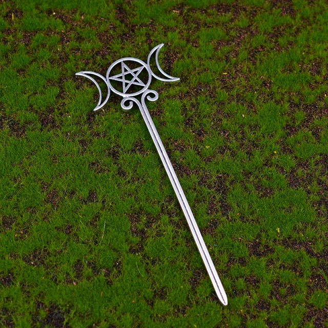 Witch Sword Crescent Moon Goddess Hair Stick Jewelry For Women
