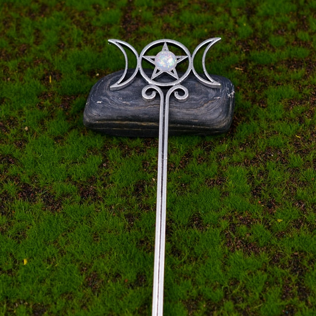 Witch Sword Crescent Moon Goddess Hair Stick Jewelry For Women