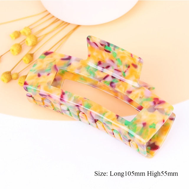 Large geometric square leopard Bow hair clip