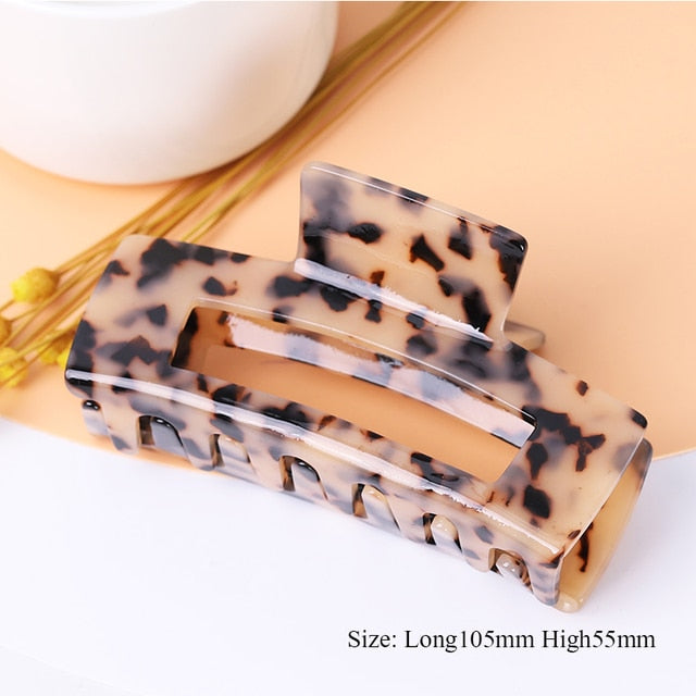 Large geometric square leopard Bow hair clip