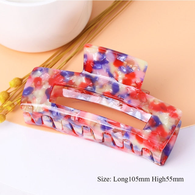 Large geometric square leopard Bow hair clip