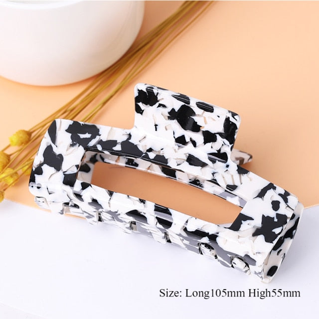 Large geometric square leopard Bow hair clip
