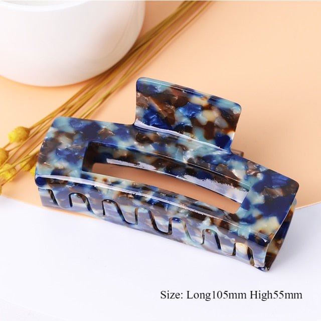 Large geometric square leopard Bow hair clip