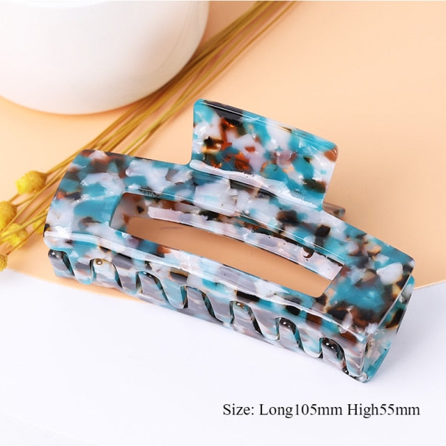 Large geometric square leopard Bow hair clip