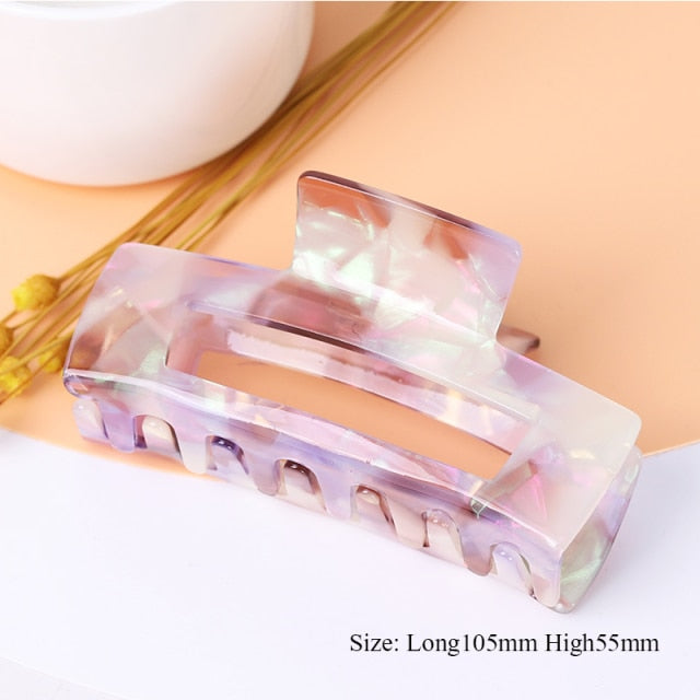 Large geometric square leopard Bow hair clip