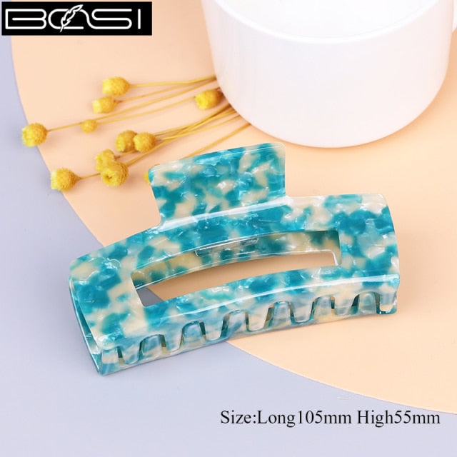 Large geometric square leopard Bow hair clip