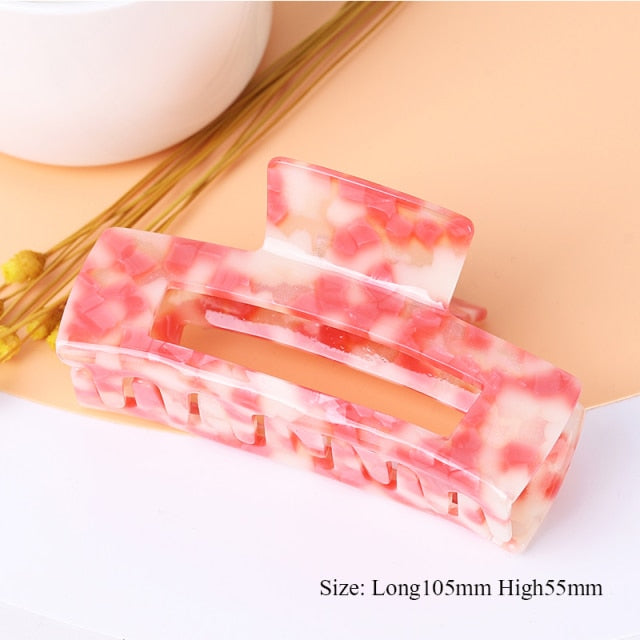 Large geometric square leopard Bow hair clip
