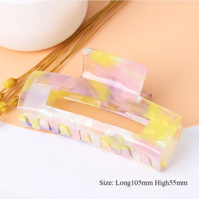 Large geometric square leopard Bow hair clip