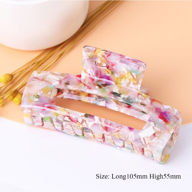 Large geometric square leopard Bow hair clip