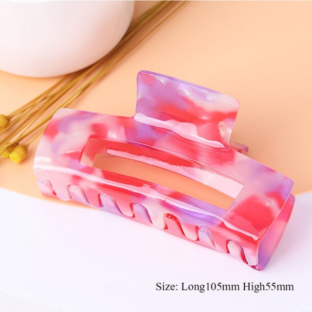 Large geometric square leopard Bow hair clip