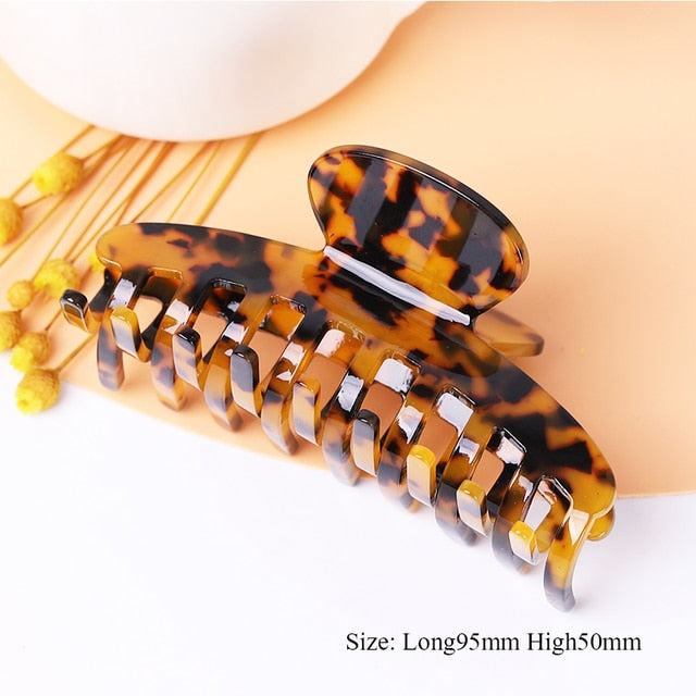Large geometric square leopard Bow hair clip