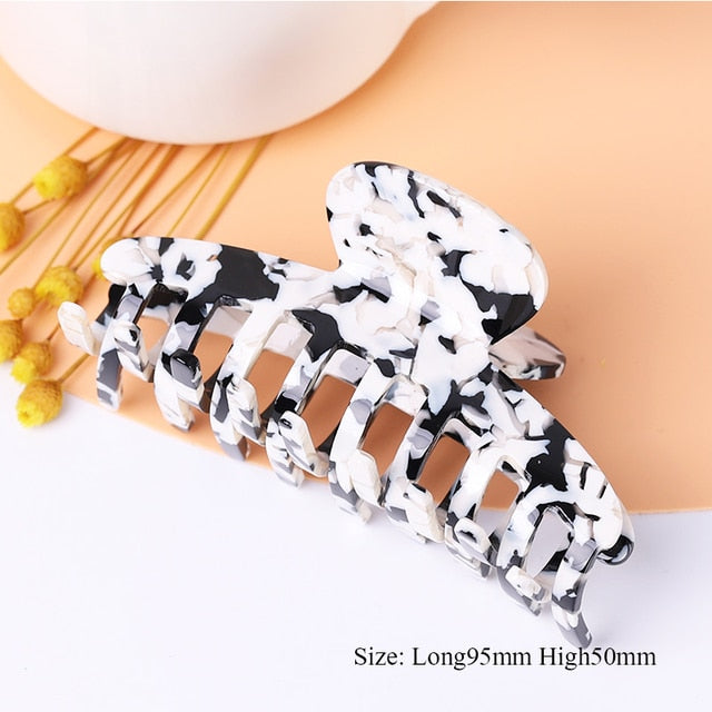 Large geometric square leopard Bow hair clip