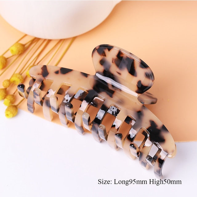 Large geometric square leopard Bow hair clip