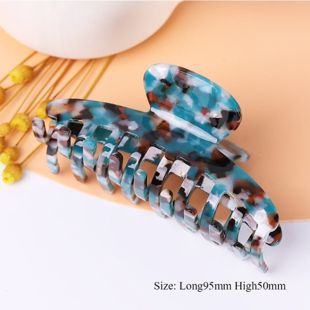 Large geometric square leopard Bow hair clip