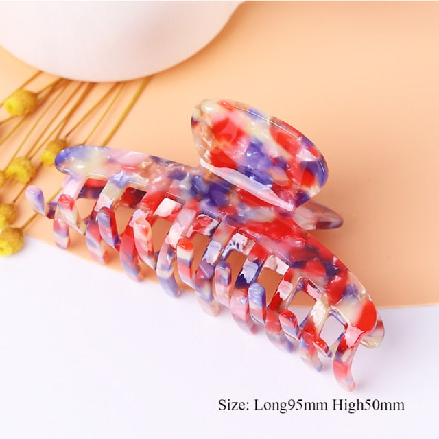 Large geometric square leopard Bow hair clip