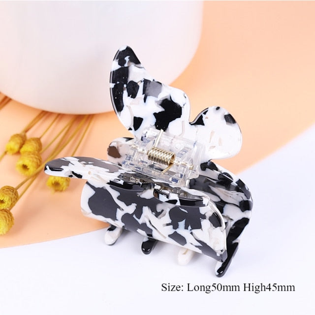 Large geometric square leopard Bow hair clip