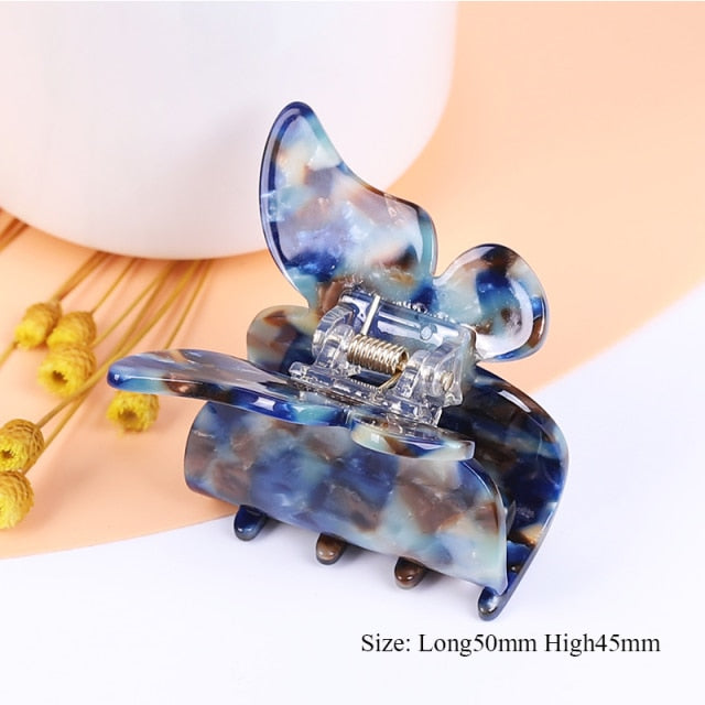 Large geometric square leopard Bow hair clip