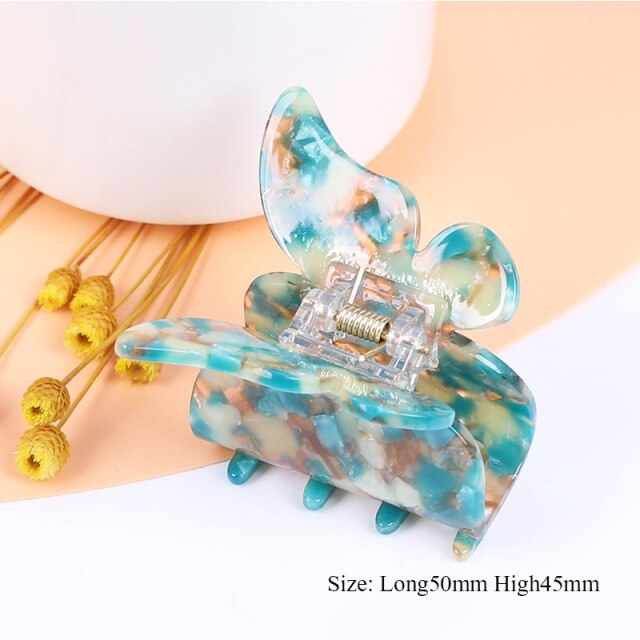 Large geometric square leopard Bow hair clip