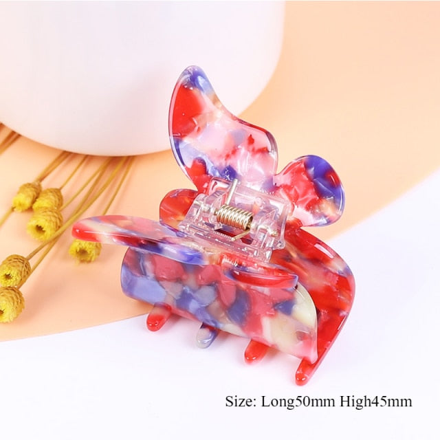 Large geometric square leopard Bow hair clip