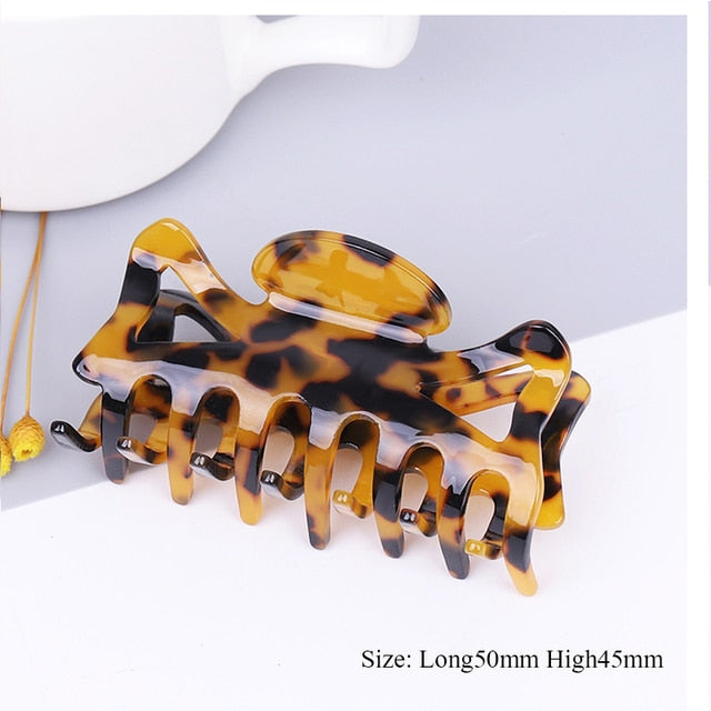 Large geometric square leopard Bow hair clip