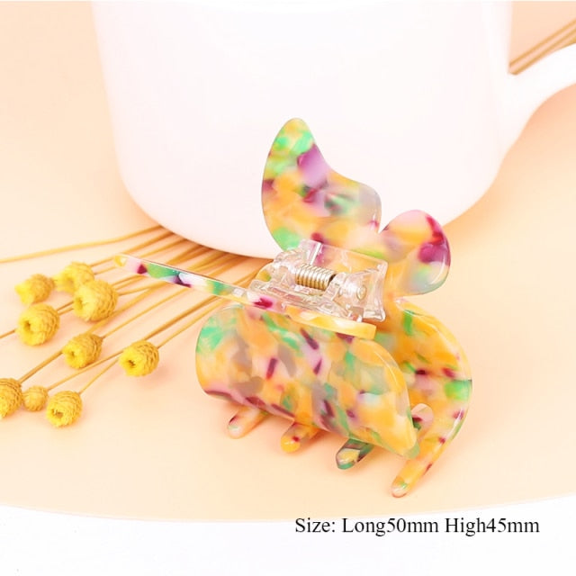 Large geometric square leopard Bow hair clip