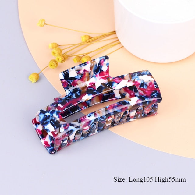 Large geometric square leopard Bow hair clip