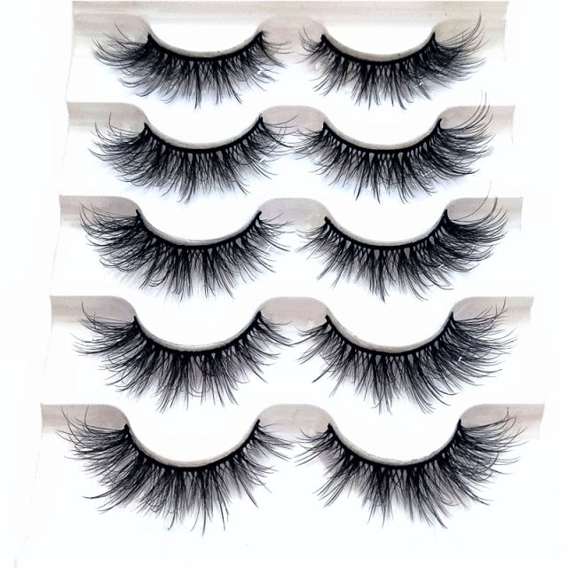 NEW 2-5 Pairs 10-25mm Natural 3D False Eyelashes Dramatic Volume Fake Lashes Makeup Mink Lashes Extension Makeup Tool Kit Cilios