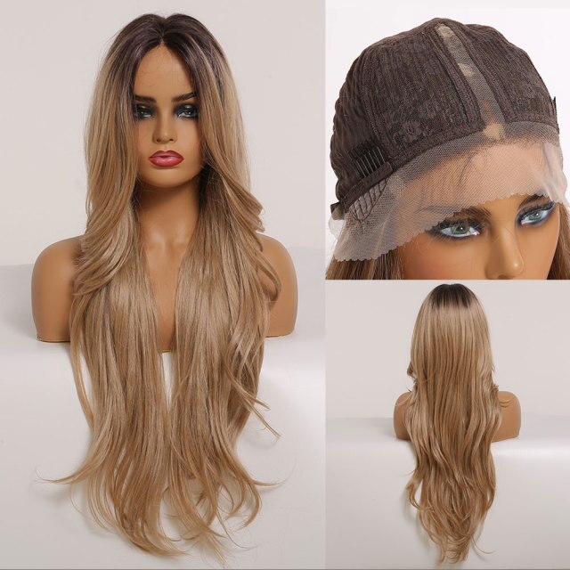 Swiss Lace Long Wavy Blonde Wigs