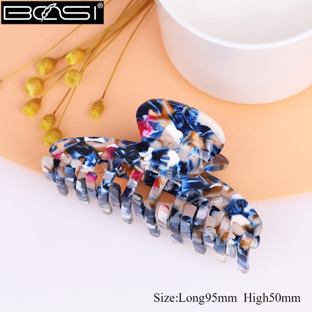 Large geometric square leopard Bow hair clip