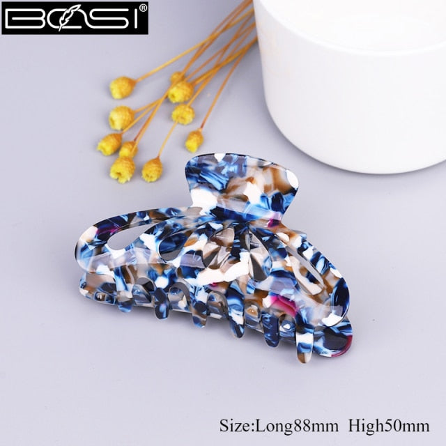 Large geometric square leopard Bow hair clip