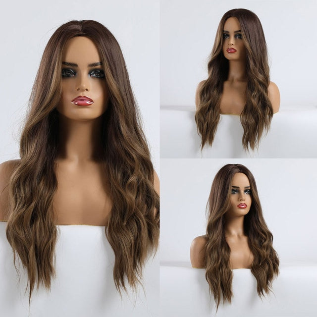 Long Wavy Ombre Blonde White Synthetic Wigs