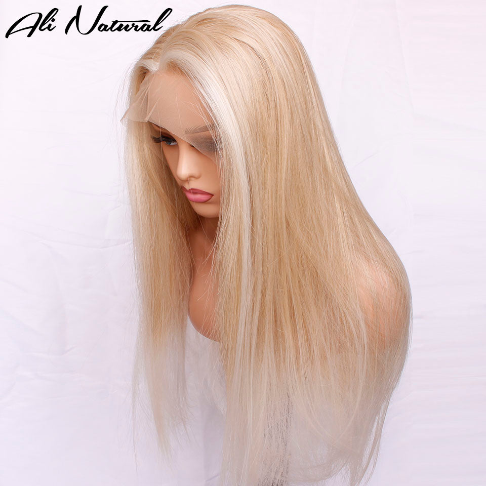 Silky Straight Blonde Lace Front Synthetic Wigs With Baby Hair