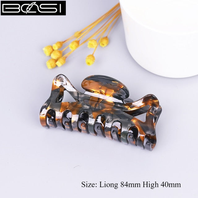Large geometric square leopard Bow hair clip