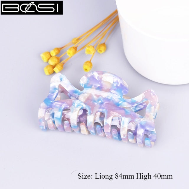 Large geometric square leopard Bow hair clip