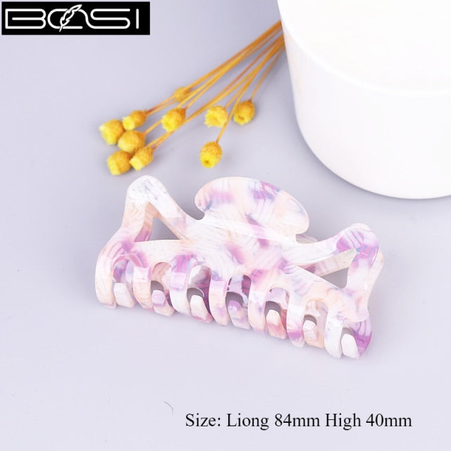 Large geometric square leopard Bow hair clip