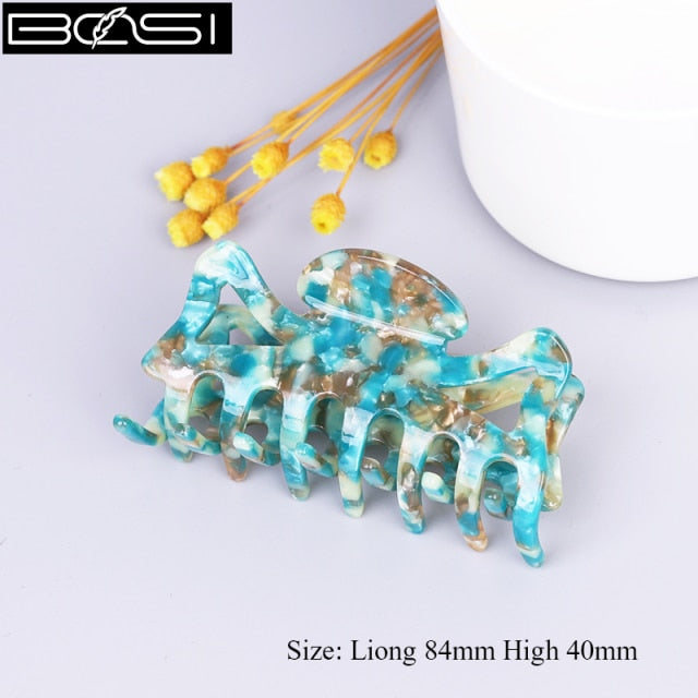 Large geometric square leopard Bow hair clip