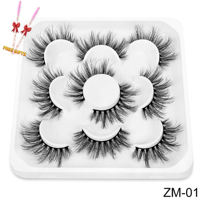 New 5/8 pairs natural 3d faux mink eyelashes extension