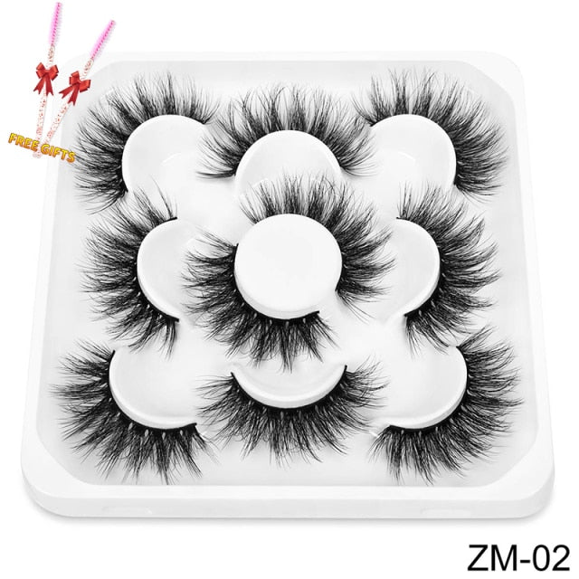 New 5/8 pairs natural 3d faux mink eyelashes extension