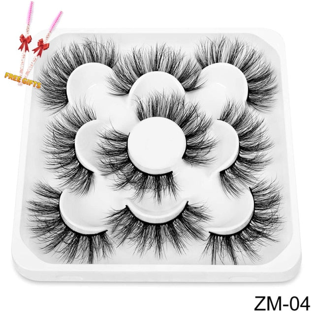 New 5/8 pairs natural 3d faux mink eyelashes extension