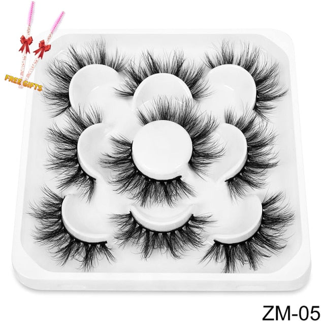 New 5/8 pairs natural 3d faux mink eyelashes extension