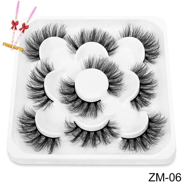 New 5/8 pairs natural 3d faux mink eyelashes extension