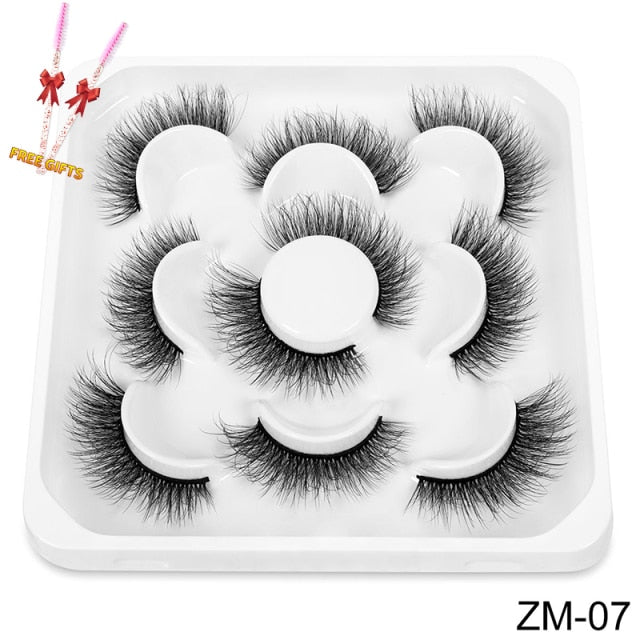 New 5/8 pairs natural 3d faux mink eyelashes extension