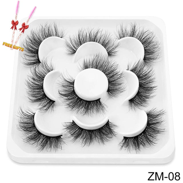 New 5/8 pairs natural 3d faux mink eyelashes extension