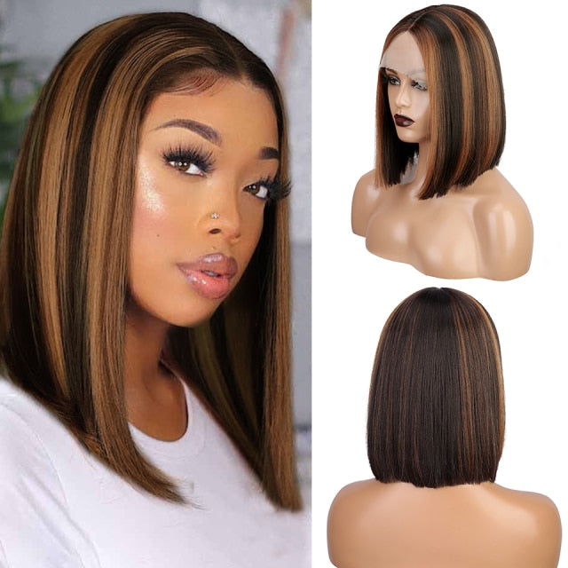 Short Synthetic Straight Blonde Lace Wigs