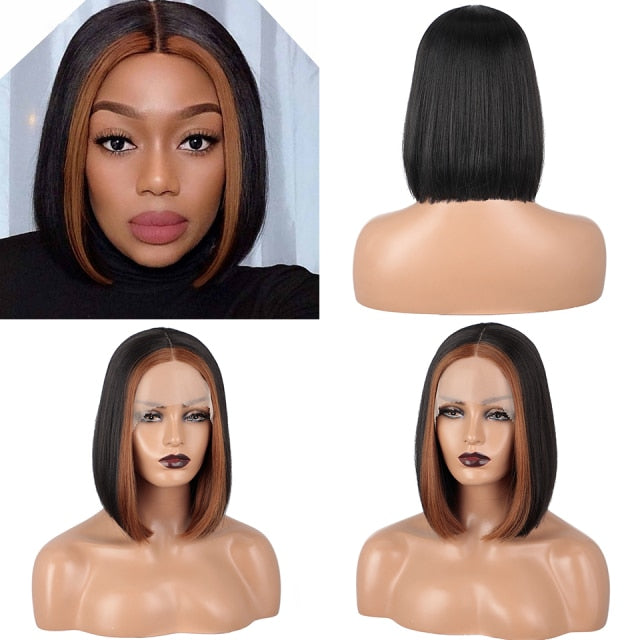 Short Synthetic Straight Blonde Lace Wigs