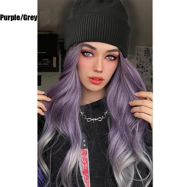 Beanies Hat With Long Straight Synthetic Wigs
