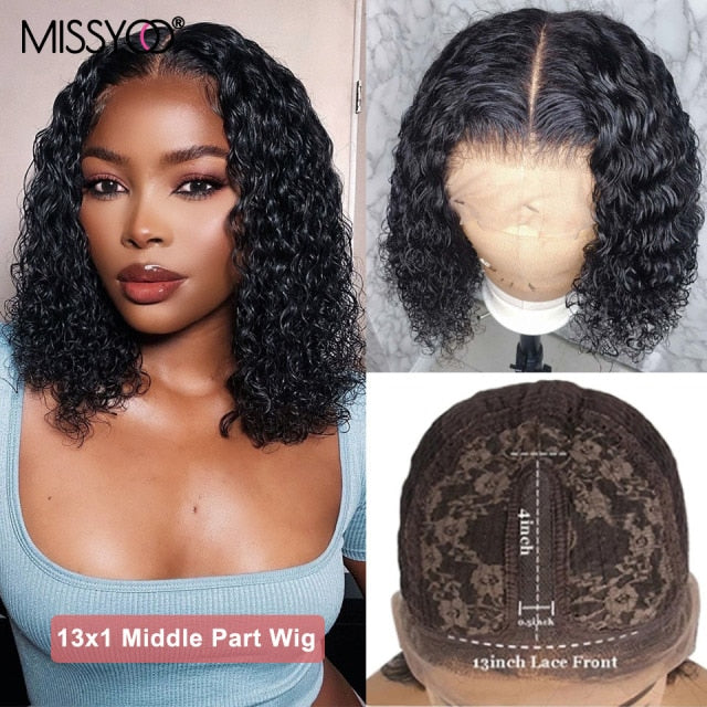 Short Curly Bob Lace Front Human Hair Wigs With Baby Hair Brazilian