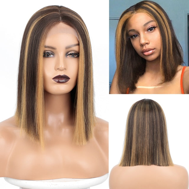 Short Ombre Red Bob Synthetic Straight Wigs