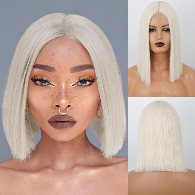 Short Ombre Red Bob Synthetic Straight Wigs