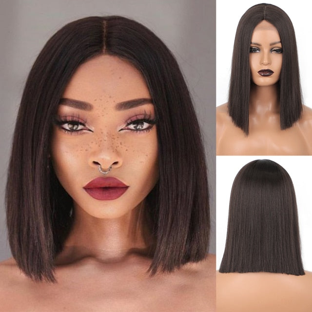 Short Ombre Red Bob Synthetic Straight Wigs